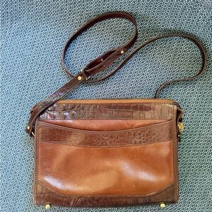 Vintage Brown Leather and Croc Brahmin Bag